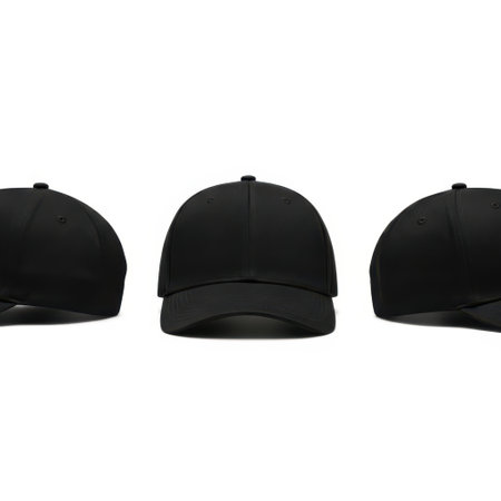 Black baseball cap isolated on white backgroundの素材