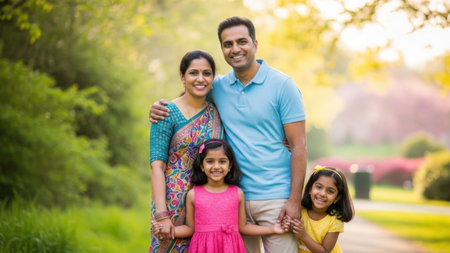 Happy family portrait isolated on white backgroundの素材