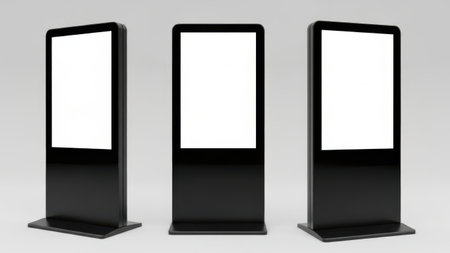 Three digital signage units isolated on white backgroundの素材