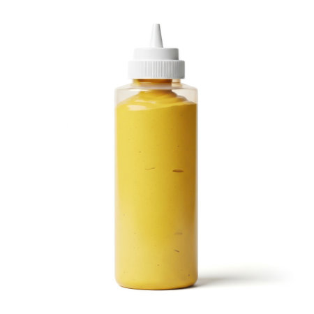 Mustard bottle isolated on white backgroundの素材