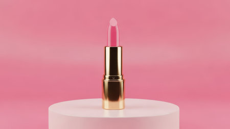 Pink lipstick on white backgroundの素材