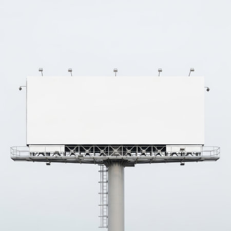 Blank billboard isolated on white backgroundの素材