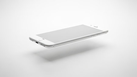 Silver smartphone isolated on white backgroundの素材