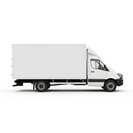 White cargo van isolated on white backgroundの素材