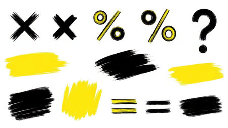 Abstract shapes and brush strokes isolated on white backgroundの素材