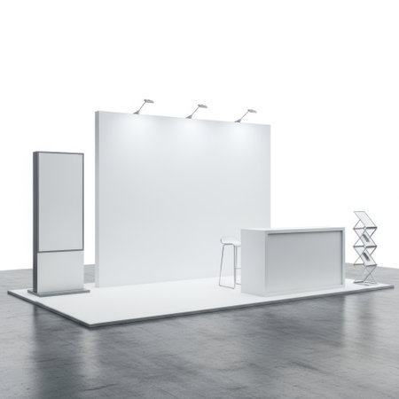 Trade show booth setup isolated on white backgroundの素材