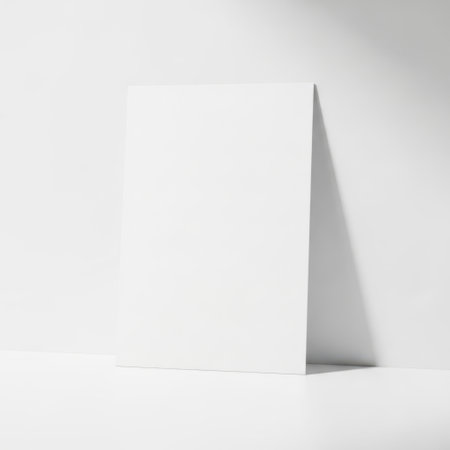 Single white paper isolated on white backgroundの素材