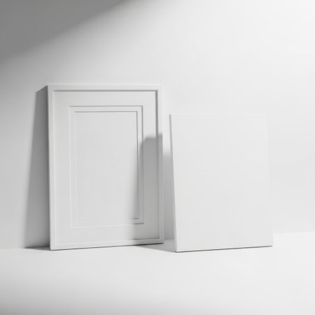 White picture frame isolated on white backgroundの素材