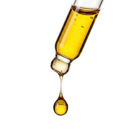 Glass dropper with liquid, isolated on white backgroundの素材
