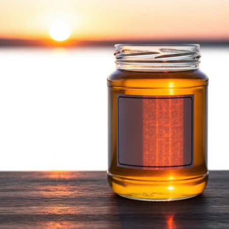 Honey jar isolated on white backgroundの素材