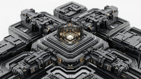 Abstract futuristic structure, isolated on white backgroundの素材