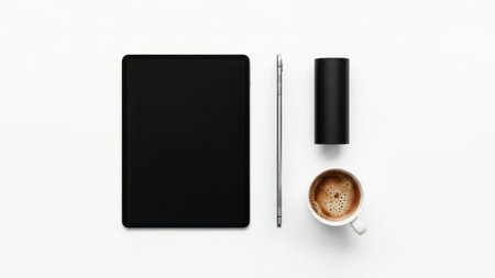 Modern office accessories isolated on white backgroundの素材