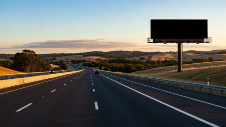 Highway with billboard isolated on white backgroundの素材
