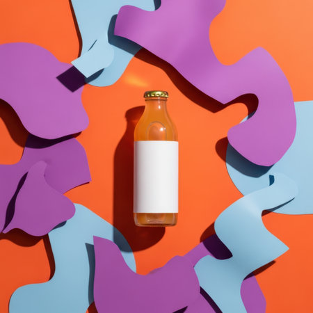 Bottle with abstract design isolated on white backgroundの素材