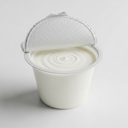 Yogurt container isolated on white backgroundの素材