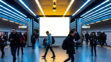 Busy subway station interior isolated on white backgroundの素材