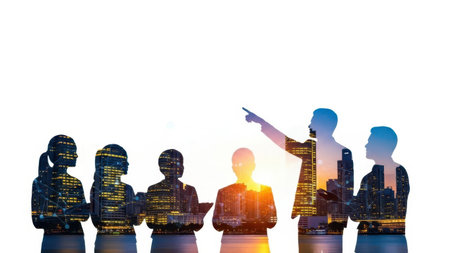 Business meeting silhouettes isolated on white backgroundの素材
