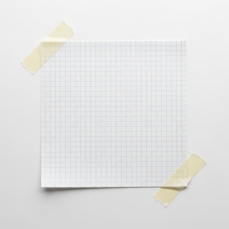 Grid paper with tape isolated on white backgroundの素材