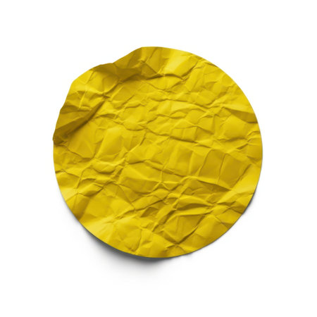 Crinkled paper circle isolated on white backgroundの素材