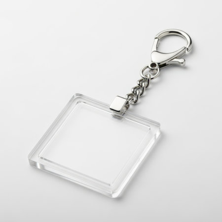Clear keychain holder isolated on white backgroundの素材
