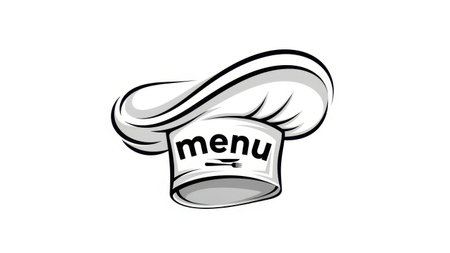 Chef hat with menu text isolated on white backgroundの素材