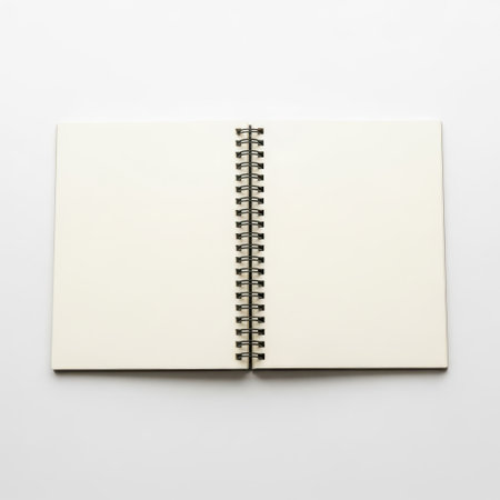 Open notebook, isolated on white backgroundの素材