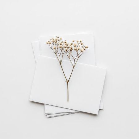 Delicate flower stem isolated on white backgroundの素材