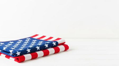 American flag napkins stacked, isolated on white backgroundの素材