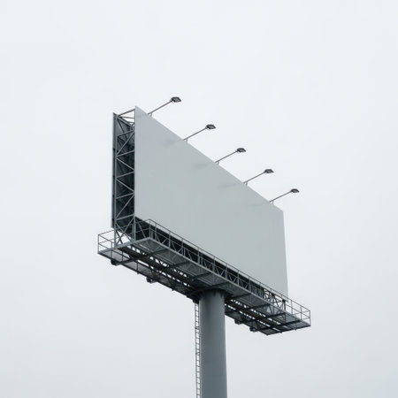 Large outdoor advertising billboard isolated on white backgroundの素材