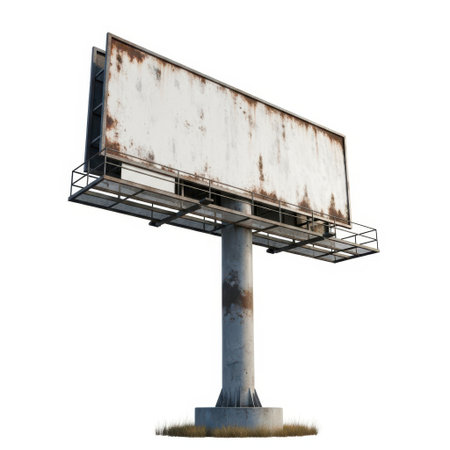 Rusted billboards, isolated on white backgroundの素材