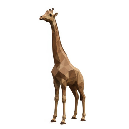 Low-poly giraffe isolated on white backgroundの素材
