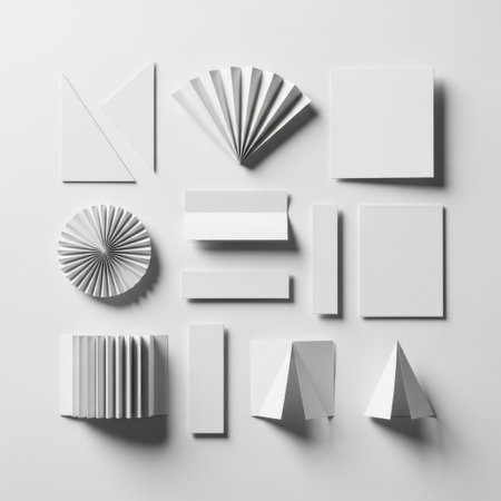 Abstract paper shapes collection isolated on white backgroundの素材