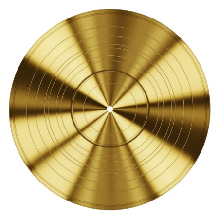 Golden record, isolated on white backgroundの素材