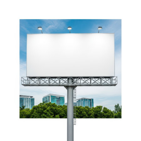 Blank billboard isolated on white backgroundの素材