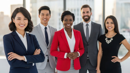 Business team portrait isolated on white backgroundの素材