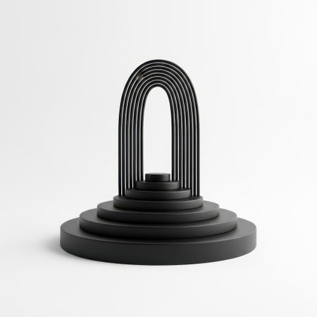 Modern abstract sculpture, isolated on white backgroundの素材