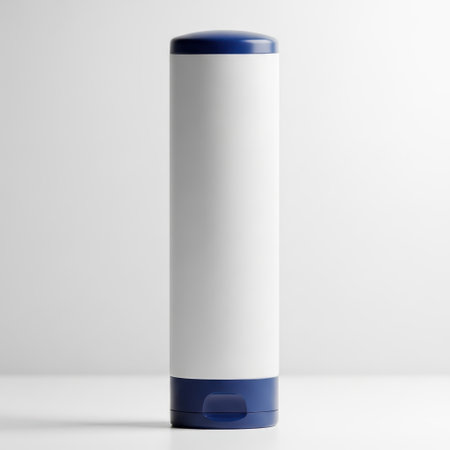 White and blue cylindrical object isolated on white backgroundの素材