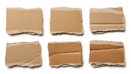 Six pieces of crumpled paper isolated on white backgroundの素材