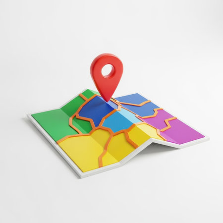 Map with location pin isolated on white backgroundの素材