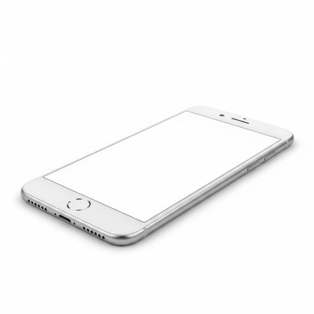 Silver smartphone isolated on white backgroundの素材