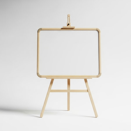 Wooden easel isolated on white backgroundの素材