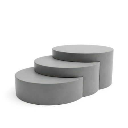 Three stacked cylinders isolated on white backgroundの素材