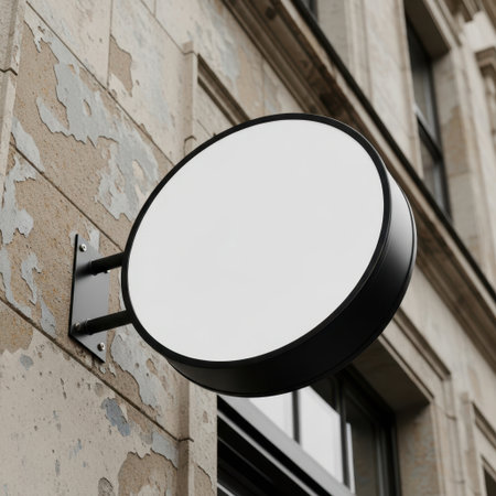 Blank circular sign, isolated on white backgroundの素材