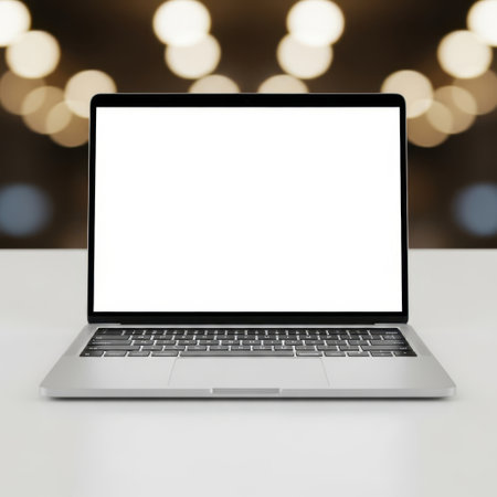 Laptop on white backgroundの素材