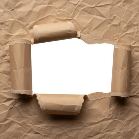 Torn paper hole isolated on white backgroundの素材