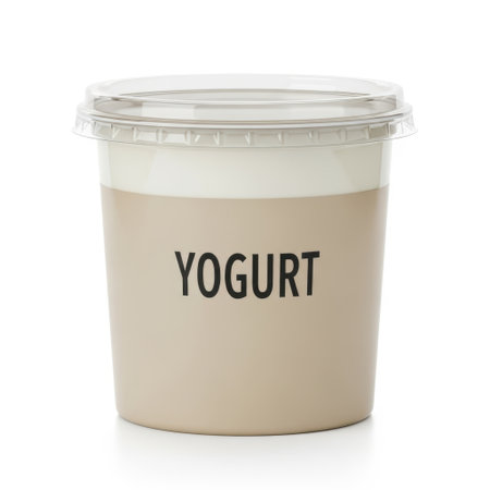 Yogurt container isolated on white backgroundの素材