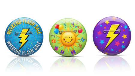 Weekend flash sale badges isolated on white backgroundの素材