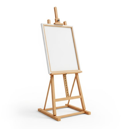 Wooden easel isolated on white backgroundの素材
