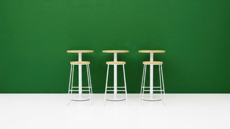 Three modern bar stools isolated on white backgroundの素材