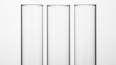 Three test tubes isolated on white backgroundの素材